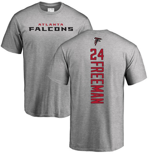 Atlanta Falcons Men Ash Devonta Freeman Backer NFL Football #24 T Shirt->nfl t-shirts->Sports Accessory